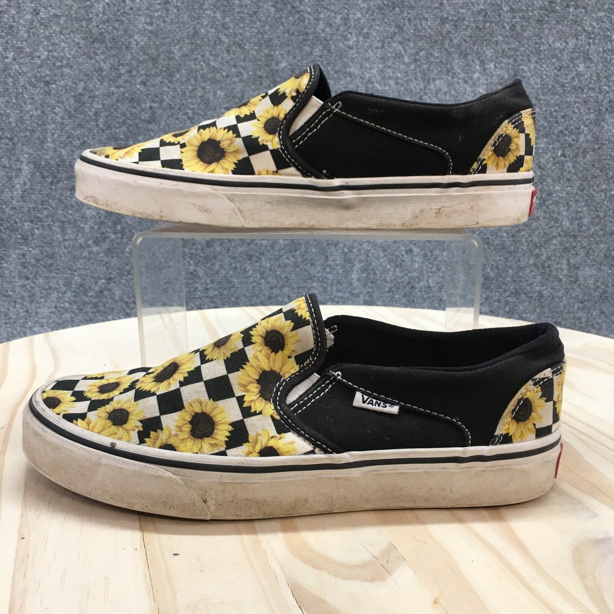 Checkered Slip Slip On Vans Sunflower Vans Off The Wall Shoes