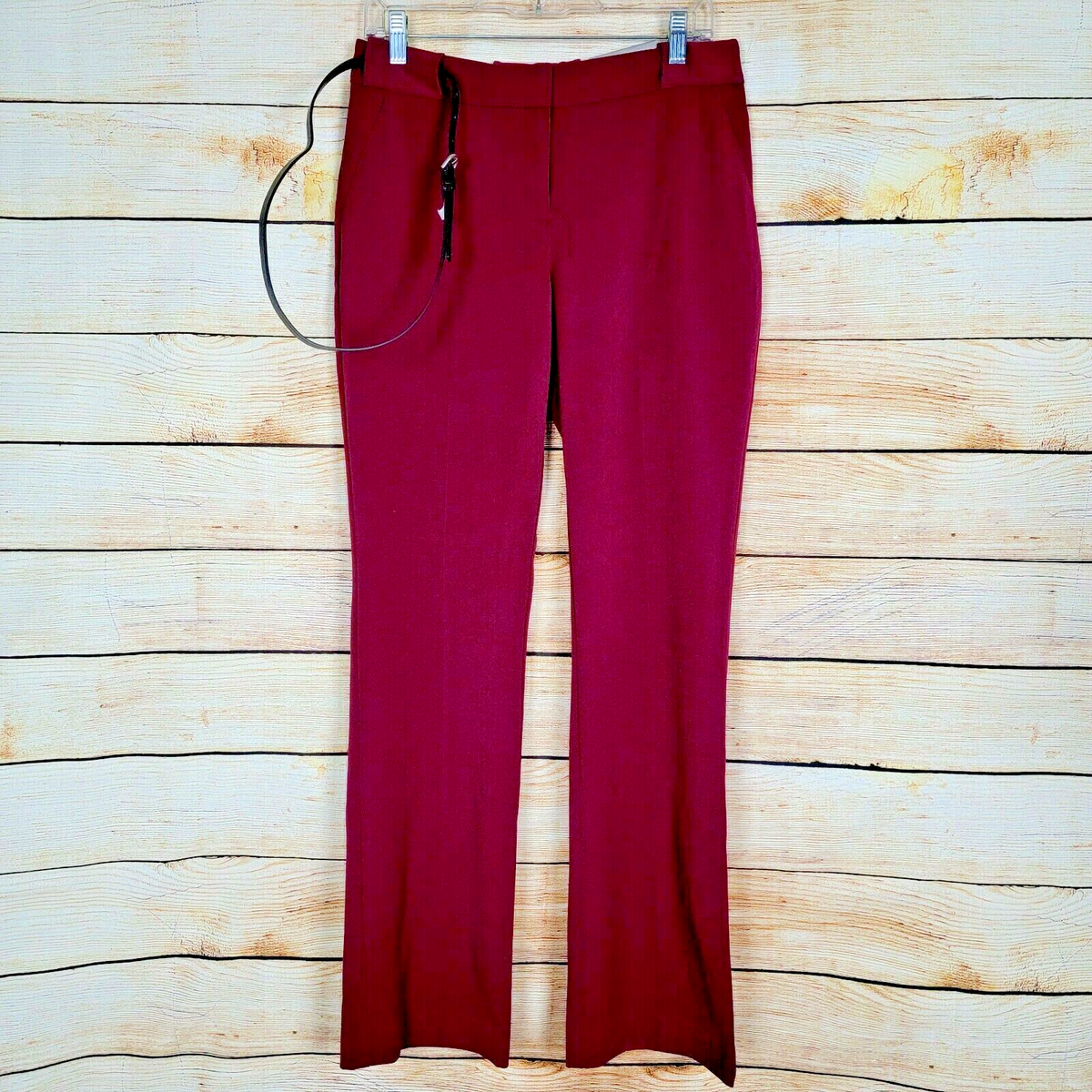 Maurices Women's Smart Pants Size 5 6 Maroon Belted Regular Fit New | eBay