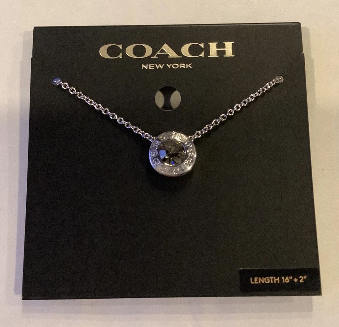 COACH NY Collana Donna Tonda Logo Charm Argento Lunghezza 16” + 2” Bellissima ?