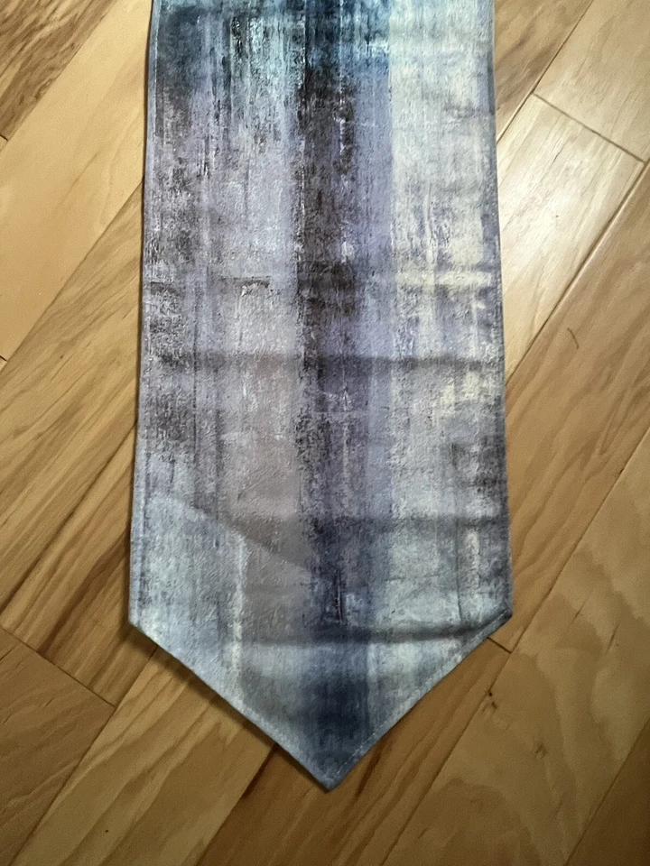 Table Runner 70" X 13" Shades of Blue Pointed ends Lined Poly Blend - Image 2 of 4