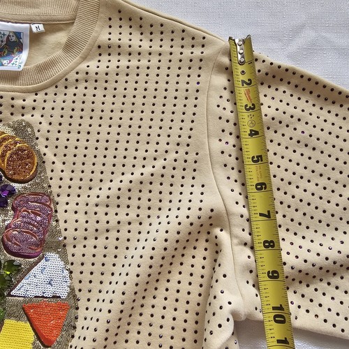 Queen Of Sparkles Womens Sequins Cheese Tray Sweatershirt Medium Embellished - Picture 11 of 11