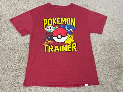Pokemon T-Shirt Mens Large Crew Neck Graphic Print Tee Pokemon Trainer Red