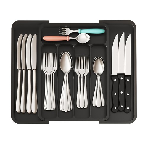 Cutlery Drawer Organiser Extendable Utensil Tray Adjustable Kitchen Storage Rack - Picture 2 of 8