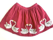 Beautiful Mini Boden Red Corduroy Swan Skirt Size 7-8 Lined Fall Winter Skirt