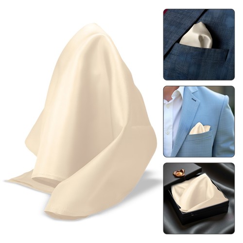 Satin Plain Pocket Square Men Handkerchief Hanky Silky Polyester Fabric Wedding - Picture 99 of 325