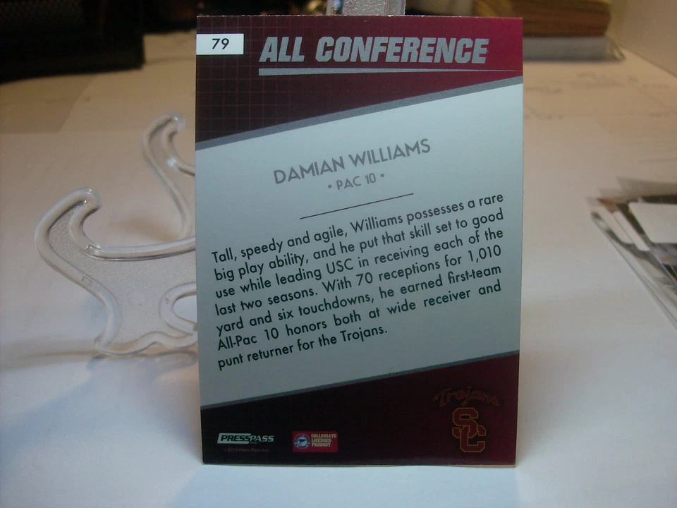 2010 Press Pass Football   #79 - Damian Williams AC - USC Trojans 10-068 - Image 2 of 2
