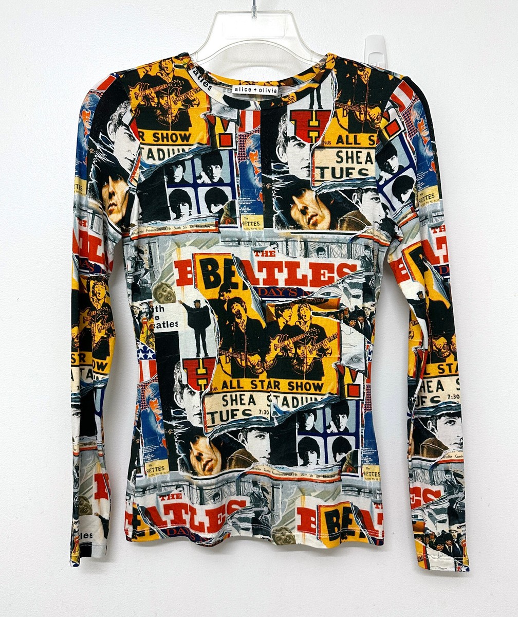 NWT Alice + Olivia x The Beatles Delaina T Shirt Tee Top All