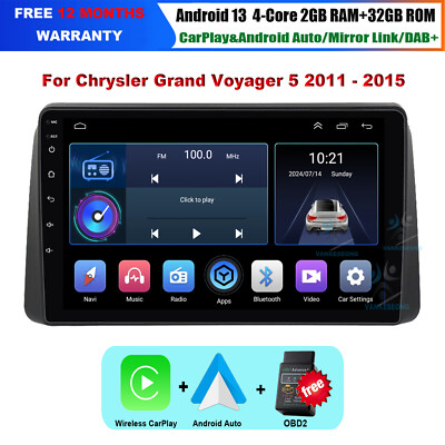 For Chrysler Grand Voyager 5 2011-2015 DAB+ CarPlay Android 13 Car Stereo GPS Nav