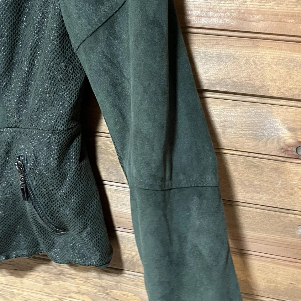 Vtg Alberto Makali Women’s Zip Fitted Jacket Green Abstract Cut Size 10 USA Boho - Image 4 of 4