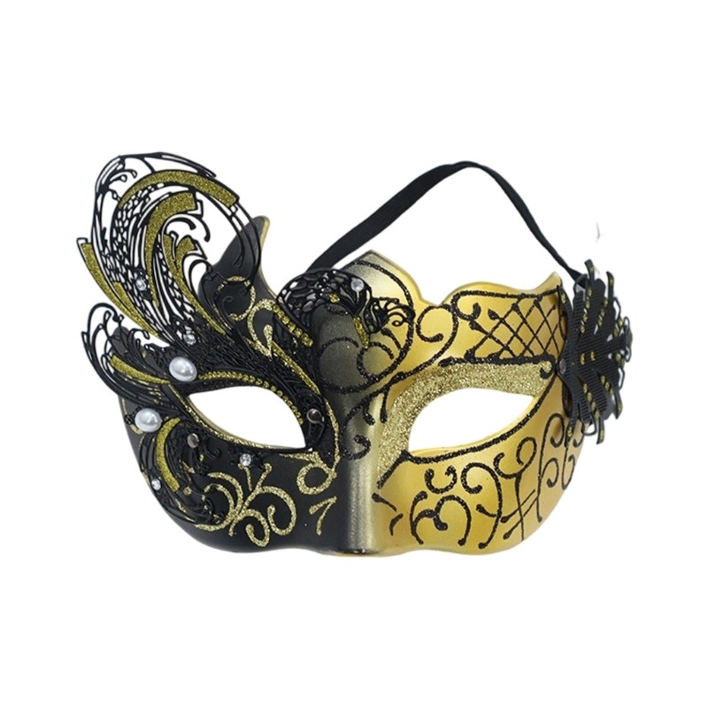 Lace Painted Half Face Party Mask Metal Edging Fashion Costume Mask for ...