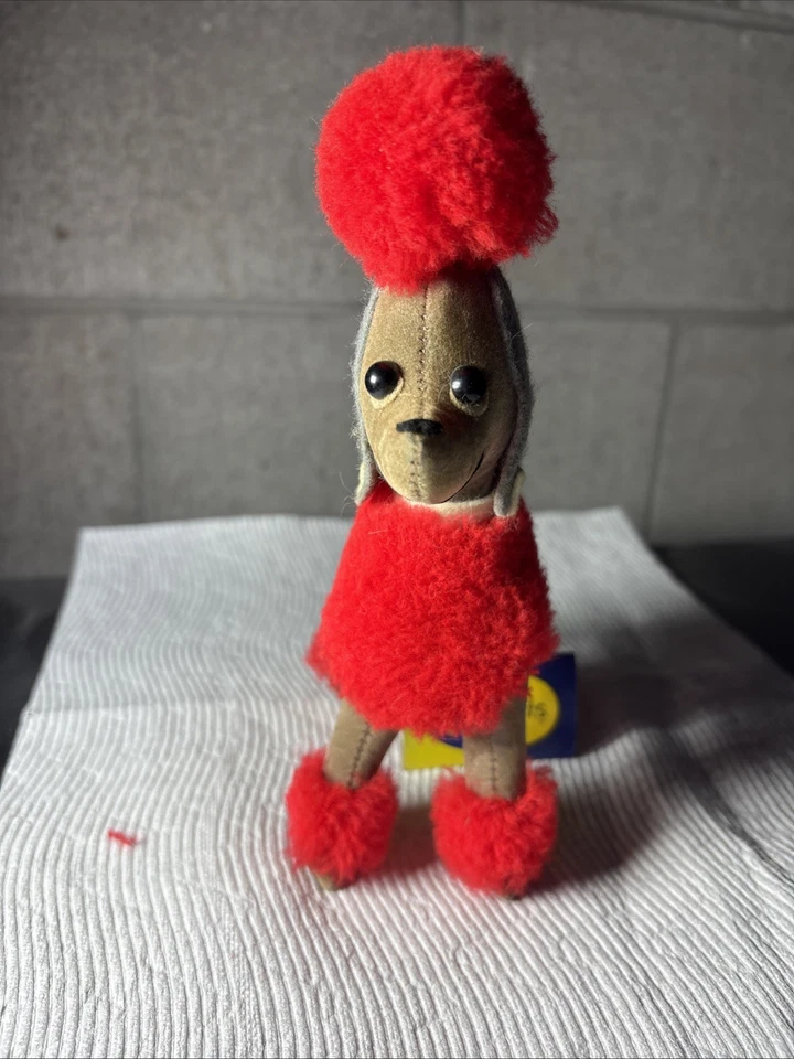 DAKIN DREAM PETS BROWN & Red BON BON POODLE # 1247 W/ HANG TAG VINTAGE 1970s - Image 3 of 4