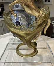 Vintage Murano Style Art Glass Vase Swirl Hand Blown 13"x 10" PRISTINE