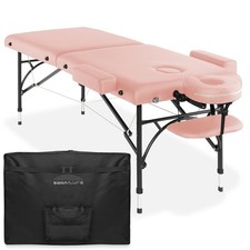 OPEN BOX - Portable Massage Table - Tilt Backrest, Aluminum Legs, Case - Pink