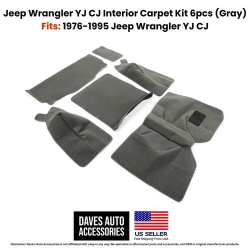 Light Gray Carpet for Jeep CJ YJ 1976-1995 Wrangler – 6PC Interior Floor Mat Ki - Picture 3 of 11