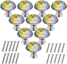 10 Pcs Crystal Glass Cabinet Knobs 30Mm Diamond Shape Drawer Kitchen Cabinets Dr