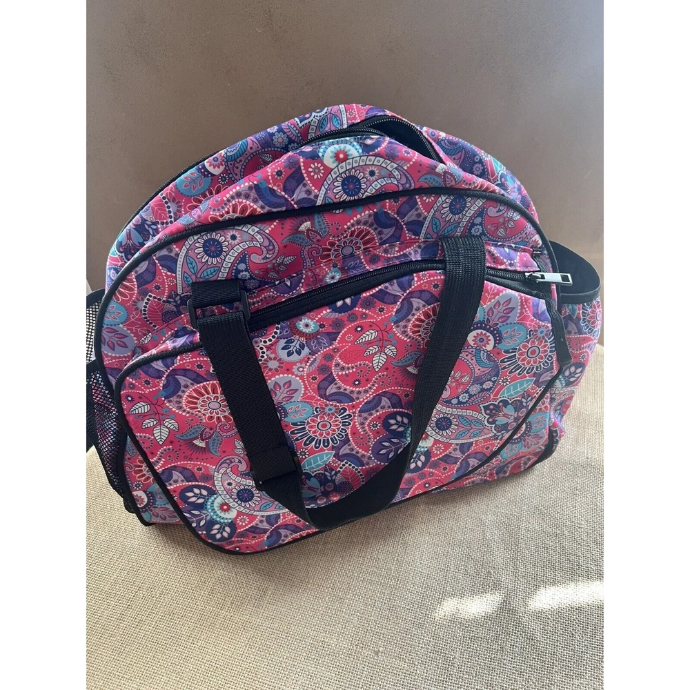 Pickleball Bag-Boulder Bee Brand- Women's Pink Purple Paisley Nylon Tote Bag