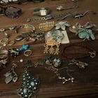 vintage costume jewelry lot & jewelry making kit lots of bits & bobs some silver