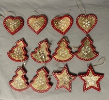 Twelve Wooden Christmas Ornaments