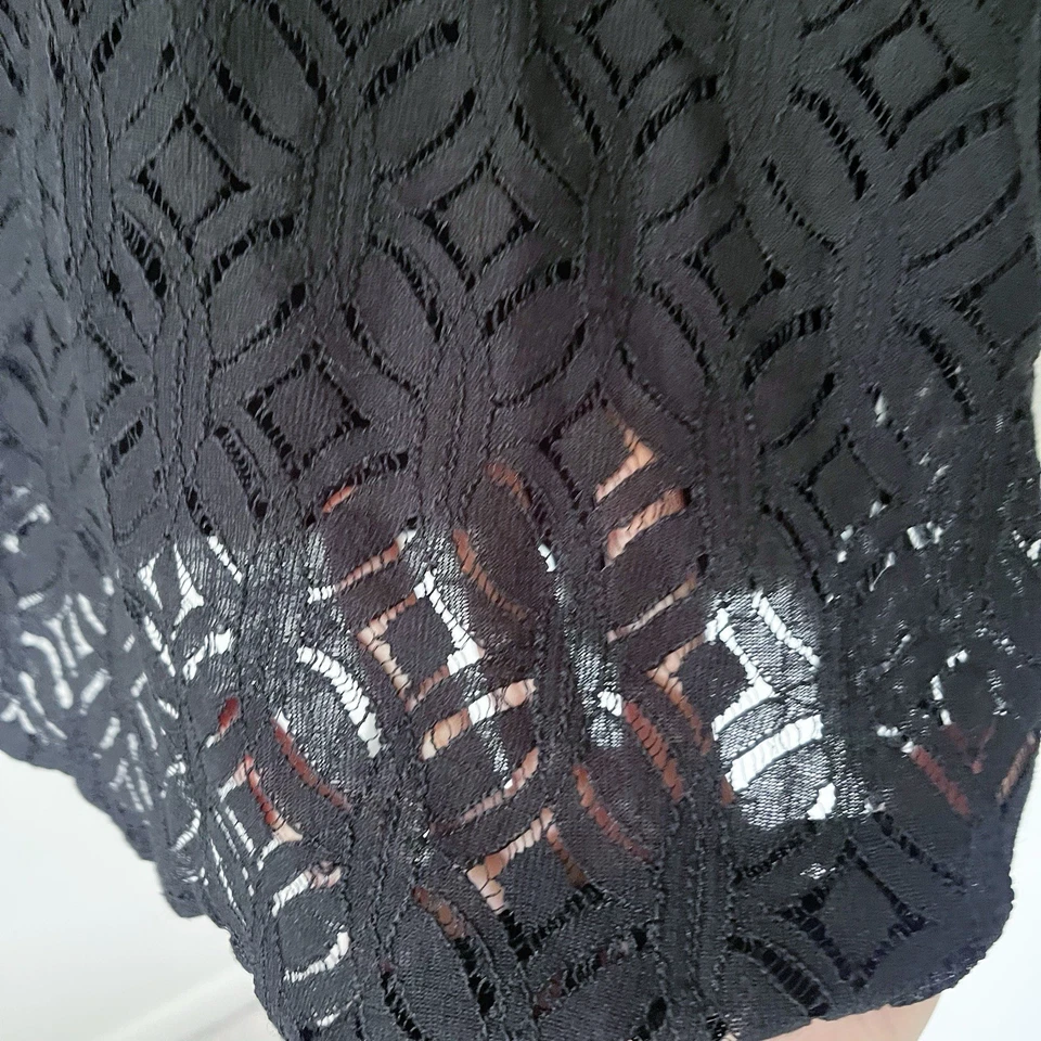Croft & Barrow Black Lace Overlay Top Tee Shirt Tee Black Plus Size 2X Stretch - Image 4 of 4