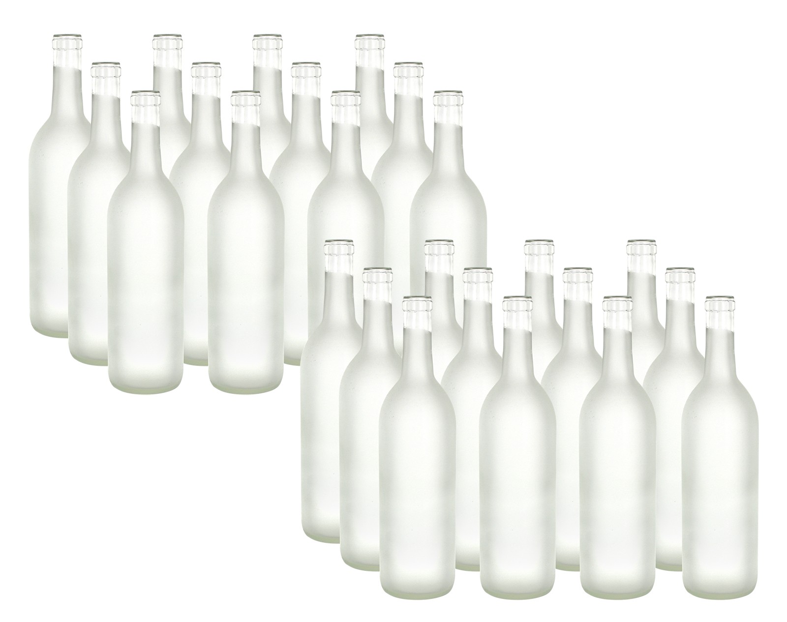 750 ml Frosted Glass Bordeaux Bottles, 2 Cases of 12 Bottles (24 Bottles)