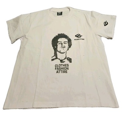 Ruler Attire Sid Vicious Mug Shot White Distressed Double-sided T-Shirt Medium 