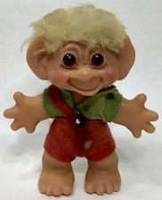 vintage 60's THOMAS DAM 6.5" Denmark GUY TROLL felt outfit Glass eyes 7pix