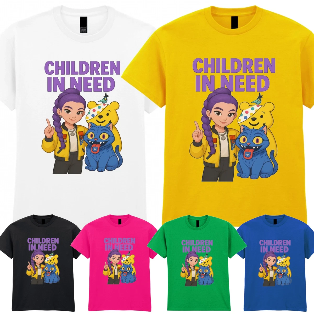 KIDS MEN WOMEN Spotty Pudsey Bear T-Shirt Charity Children In Need Top Tee Gift £4.90 - UK