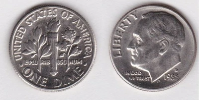 USA 10 Cent ONE DIME 1983 D United States of America - Roosevelt Dime - - Bild 1 von 3