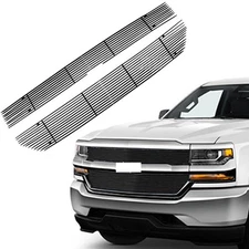 Front Grill Black Billet Grille Insert Combo for 2016-2018 Chevy Silverado 