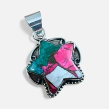 STAR Kingman Cotton Candy Turquoise Solid 925 Sterling Silver Pendant