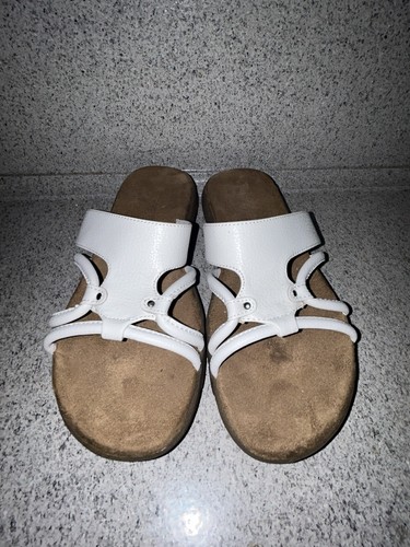 Aerosoles Sandals Womens 6 M Wip Away Stich Slide Comfort WHITE Faux Leather - Picture 2 of 6