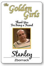 STANLEY ZBORNACK THE GOLDEN GIRLS HALLOWEEN COSPLAY PROP NAME BADGE MAGNET BACK