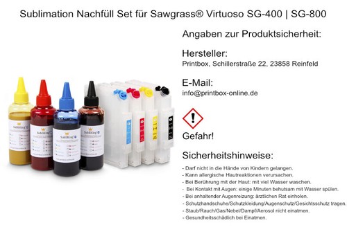 ✅ Sawgrass® Virtuoso SG-400 | SG-800 Sublimation Refill Starterset - 400ml Tinte - Bild 2 von 4