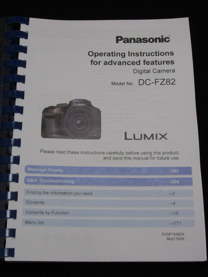 MANUALE UTENTE PANASONIC LUMIX FZ82 FOTOCAMERA STAMPATA MANUALE 311 PAGINE A5