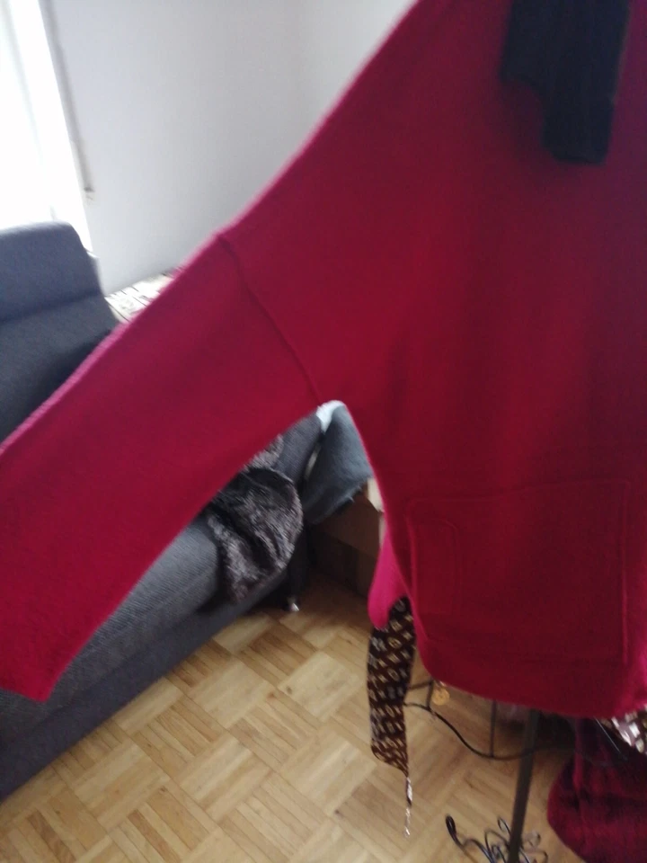 Backstage Mantel Jacke Poncho Überwurf Wolle Campari Rot Merinowolle 100% M L XL - Bild 3 von 4