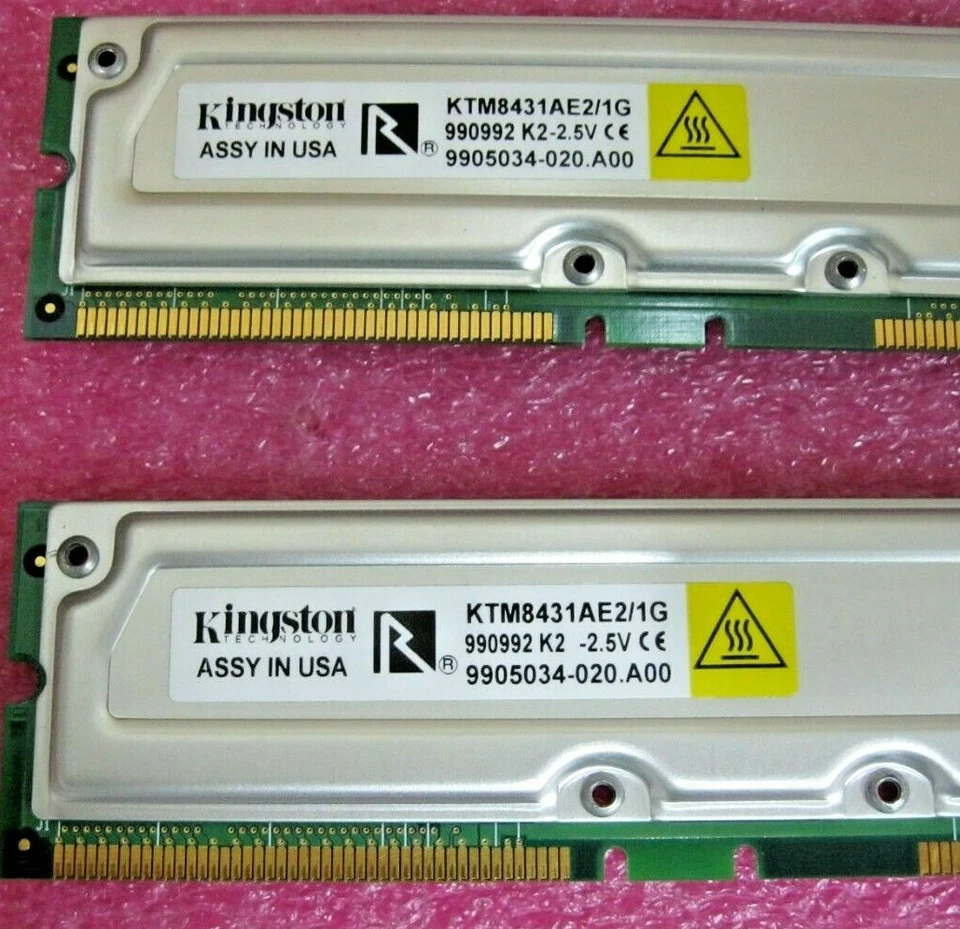 Lot 2 KTM8431AE2/1G Kingston 512MB MODULE 800MHz PC800 - ECC - RDRAM - 184-pin - Image 2 of 2
