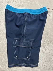 Lands’ End Kids L 14-16 Blue Swim Shorts Trunks Suit Cargo Navy Blue Boy or Girl