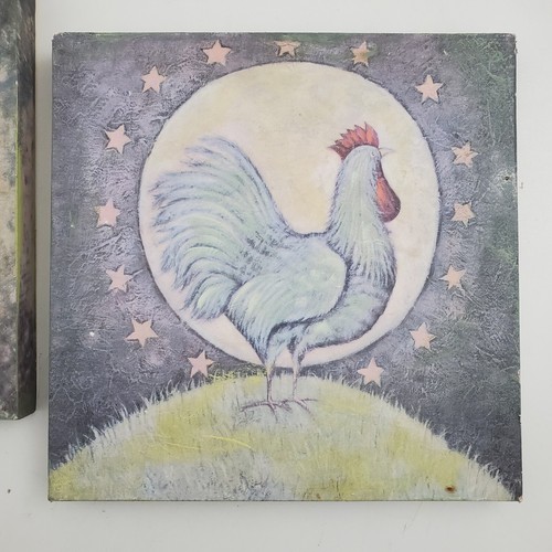 2 gallo cucina country luna piena da appendere arte da parete 12x12 decorazione pollo vintage - Foto 9 di 18