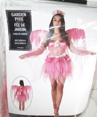 Womens Pink Garden Pixie Fairy Halloween Adult Costume Flower, Wings Medium  6-8 | eBay