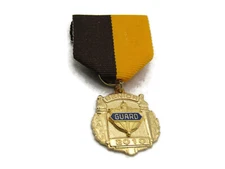 2010 Senior Guard Lettered Ribbon & Pin Brown & Yellow Ribbon & Gold Tone