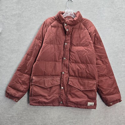 VANS Men Jacket Medium Orange Puffer Down Full Zip Long Sleeve Mock Neck READ