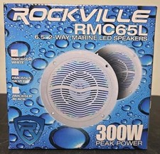 Rockville RMC65LW 6.5" White Waterproof Boat Hot Tub Speakers w/ LED's Remote