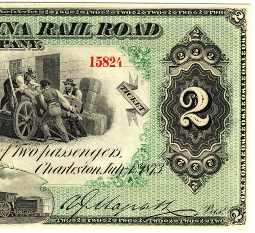 1873 2 $ State of South Carolina Rail Road PMG Juwel Stempelglanz 66 EPQ - WOW ATEMBERAUBEND SELTEN! - Bild 6 von 13