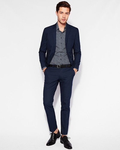 NEW EXPRESS $98 NAVY BLUE EXTRA SLIM 
