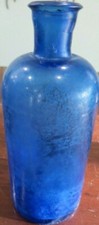 COBALT BLUE MEDICAL CHEMIST UNMARKED APOTHECARY BOTTLE FLARED LIP BLOWN GLASS