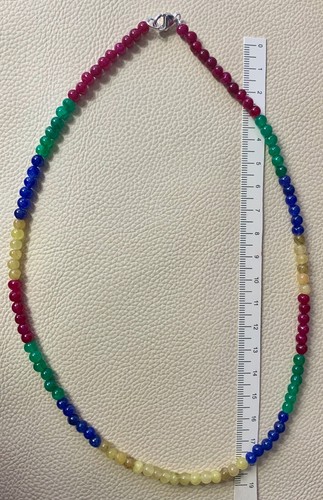 Collar 50 cm Esmeralda, rubí, zafiro azul y amarillo. Cierre plata de ley maciza - Imagen 7 de 8