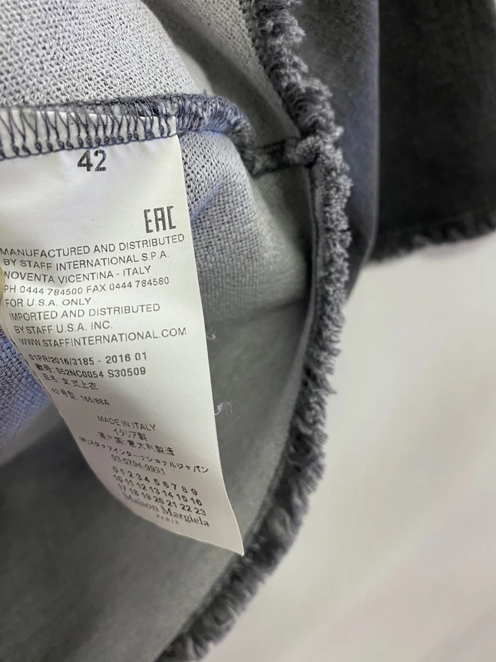 MM6 MAISON MARGIELA Negro Gris Desteñido Denim Flecos Borde Manga 3/4 42 6 Foto 4 de 4