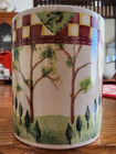Country Home Mugs (pair) 8 oz. Stoneware Barn Thomson Pottery White Red Green ! — photo 7