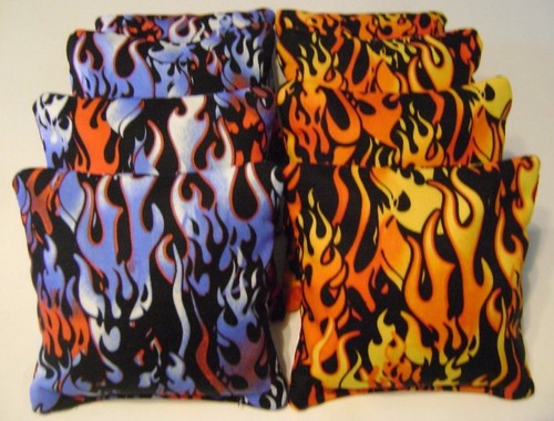 8 CORNHOLE BEAN BAGS BAGGO AWESOME FLAMES TOP QUALITY REGULATION HANDCRAFTED - 第 1/1 張圖片