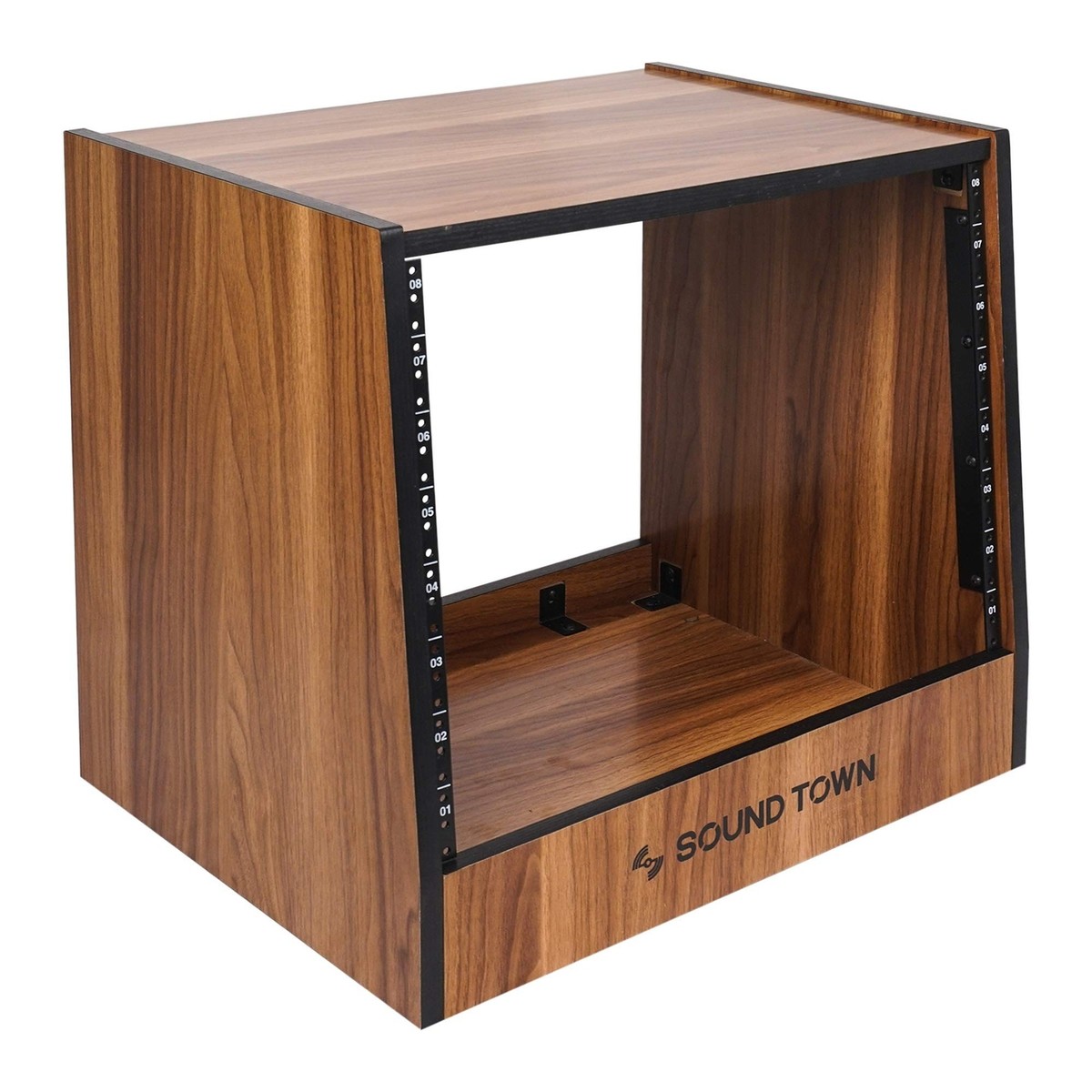 Sound Town DIY 8U Studio Rack with Furniture Grade Walnut Laminate